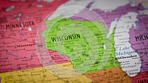 USA state map color contour Wisconsin WI 2