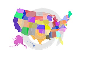 Usa state map colored vector