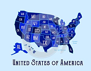 USA state map vector illustrastion