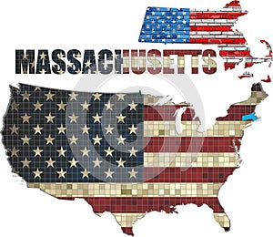 USA state of Massachusetts on a brick wall