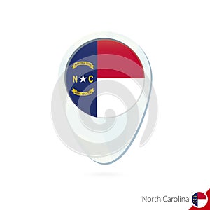 USA State North Carolina flag location map pin icon on white bac