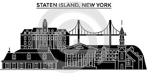 Usa, Staten Island, New York architecture vector city skyline