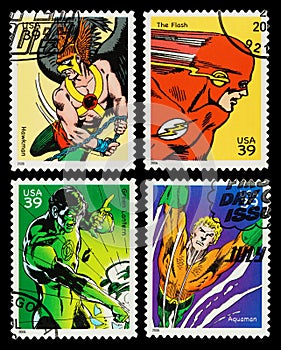 USA Superheroes Postage Stamps