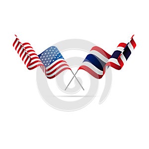 USA and Thailand flags. Vector illustration.