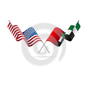 USA and UAE flags. Vector illustration.