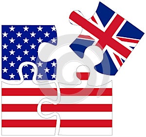 USA - UK : puzzle shapes with flags