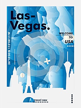 USA United States of America Las Vegas skyline city gradient vector poster