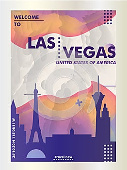 USA United States of America Las Vegas skyline city gradient vector poster