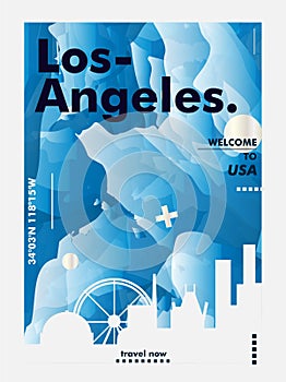 USA United States of America Los Angeles skyline city gradient v
