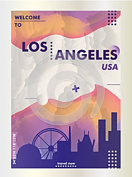 USA United States of America Los Angeles skyline city gradient v