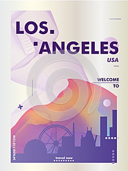 USA United States of America Los Angeles skyline city gradient v