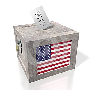 USA, United States of America - wooden ballot box - voting concept