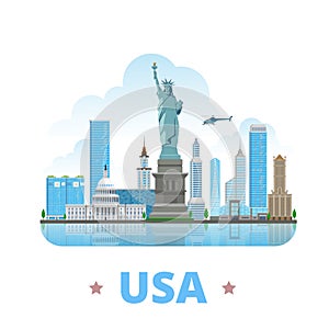 USA United States country design Flat cartoon styl