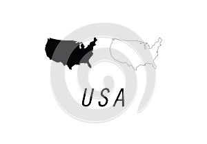 USA / United States / U.S. outline map country shape