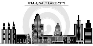 Usa, Utah, Salt Lake City architecture vector city skyline, travel cityscape with landmarks, buildings, isolated sights