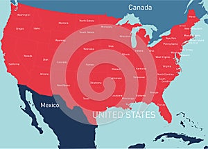 USA vector color map