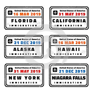 USA vector passport stamps