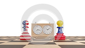 USA and Venezuela conflict. Chess pawns concept. 3d illustration