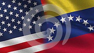 Usa and Venezuela Realistic Half Flags Together photo