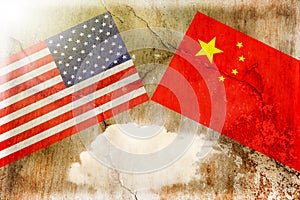 USA versus China. Trade war concept