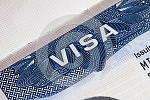 Travel USA visa in passport