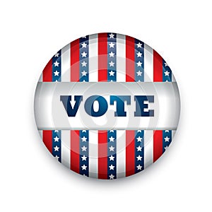 USA vote button badge. Vector illustration decorative design