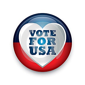 USA vote button badge. Vector illustration decorative design