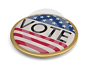 USA vote button isolated on white background.3D illustration.