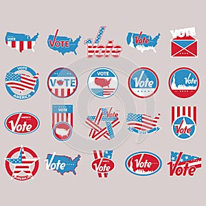USA vote labels collection. Vector illustration decorative background design