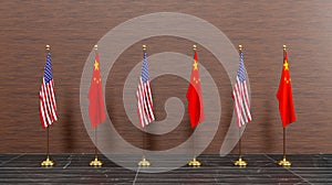 USA vs China, Flags of USA and China, USA China in world war crisis concept  3D work and 3D illustration