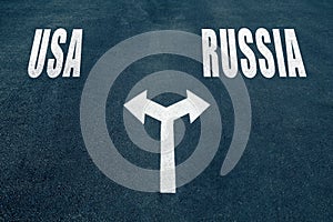 USA vs RUSSIA choice concept