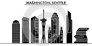 Usa, Washington, Seattle architecture vector city skyline, travel cityscape with landmarks, buildings, isolated sights