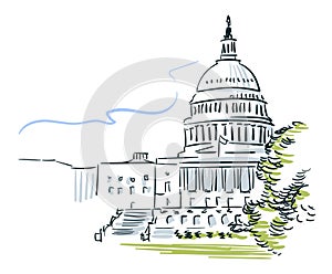 USA Washington sketch vector city line art