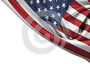 USA waving flag corner isolated