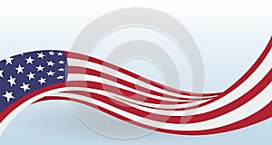 USA Waving National flag. Modern unusual shape. Design template for decoration of flyer and card, poster, banner and