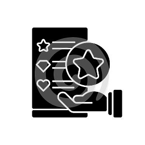 Usability evaluation black glyph icon