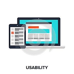 usability evaluation flat icon design concept