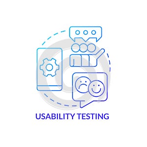 Usability testing blue gradient concept icon