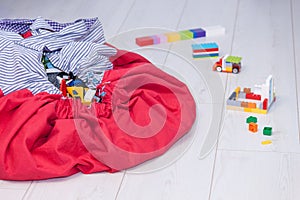 Usable home made bag for kids toys or blocks