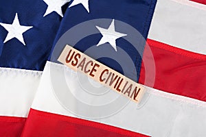 USACE Civilian Branch Tape on national USA flag