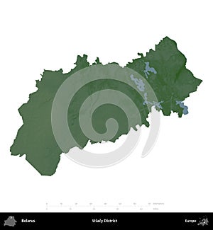 Usacy District, Belarus, isolated on white. Physical