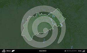 Usacy District highlighted, Belarus. Physical