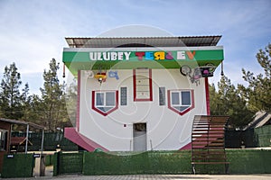 Usak, - Turkey, February 21, 2023, Ulubey Canyon, Reverse House model. Turkish name Ters ev