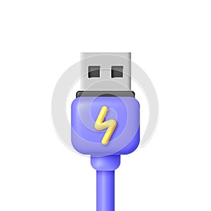 Usb 3d on white background. Internet technology. Energy concept. 3d vector illustration