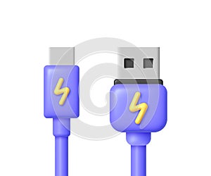 Usb 3d on white background. Internet technology. Energy concept. 3d vector illustration