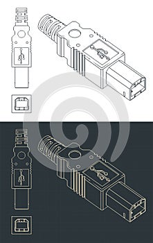 USB-B Plug blueprints
