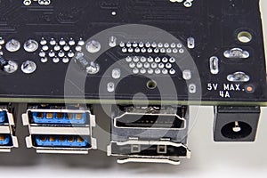 USB on the board of minicomputer. Computer components