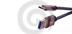 USB C cable on white background