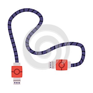 Usb Cable as Personal Computer Accessory and Component Vector Illustration