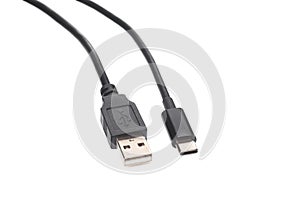 Usb cable connector cord isolated on white background